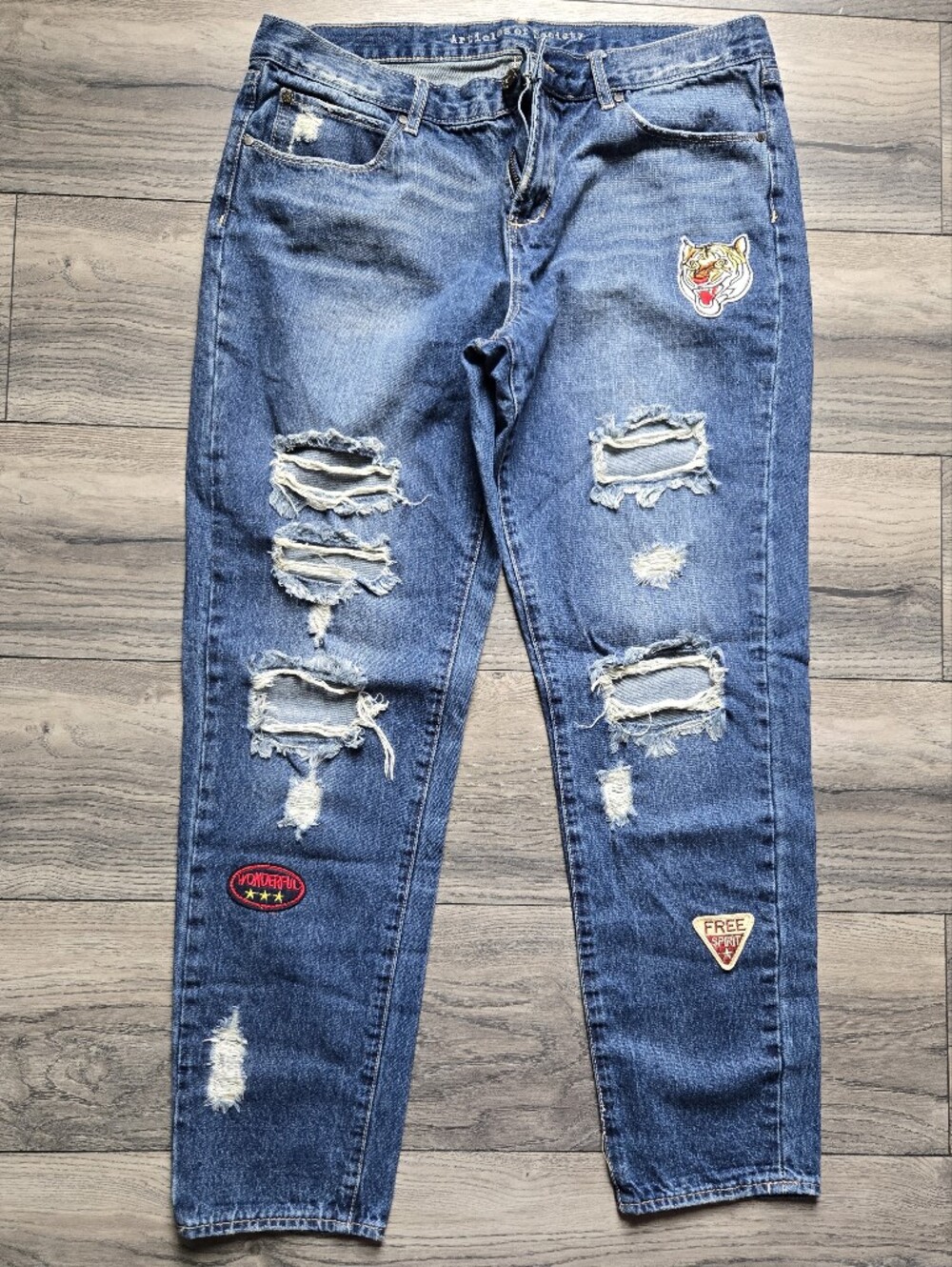 NWOT Articles Of Society Distressed Blue Patchwork Jeans
